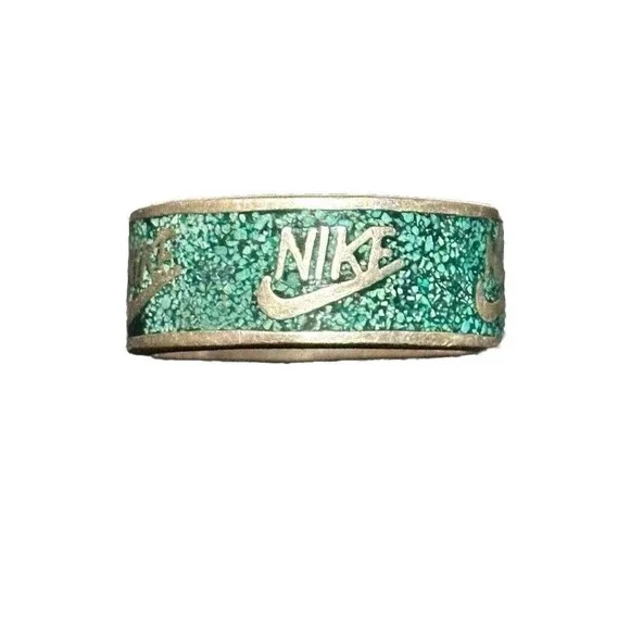 Vintage 70’s Nike Turquoise Inlay Ring 925 Silver Size 8.5 Extremely Rare